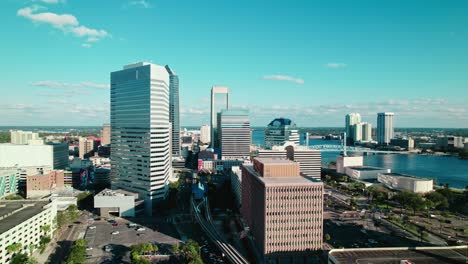 Luftaufnahme-Von-Jacksonville,-Herrlichem-Stadtbild,-Hochhäusern,-Florida