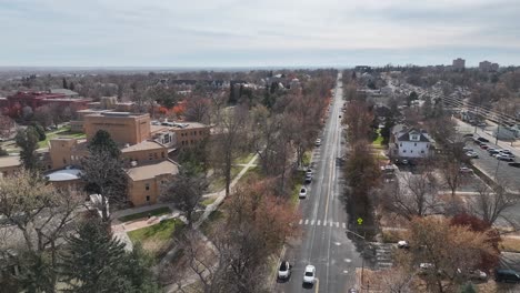 University-of-Northern-Colorado-establishing-shot-on-10th-avenue-with-Sorority-and-Frat-houses
