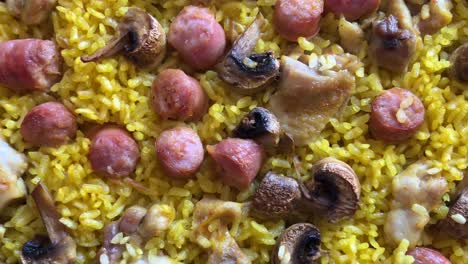 baked-rice-tray-with-meat,-chicken-and-chickpeas