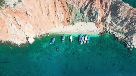 Aerial-top-down-4K-drone-view-of-Suluada-Island-in-Adrasan-Sea,-Antalya-–-Turkey