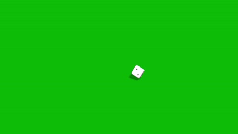 Casino-white-dice-rolling-and-landing-on-number-4-on-green-screen-3D-animation
