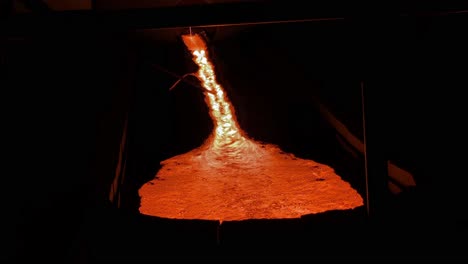 Molten-lava-flowing,-bubbling,-and-sparking-during-the-Icelandic-Lava-Show-experience