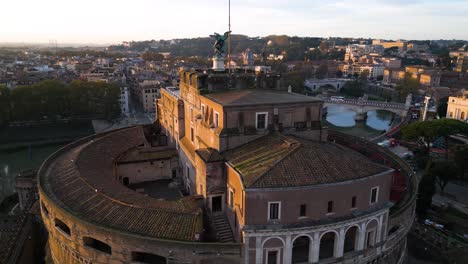 Castel-Sant'Angelo---Drone-Orbiting-Above-Famous-Roman-Landmark