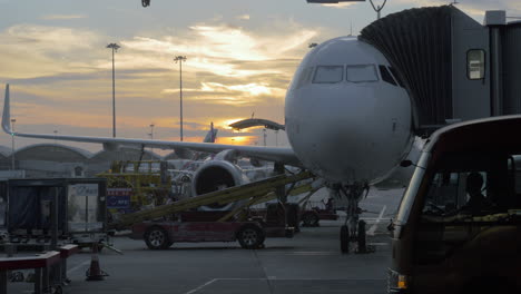 Ich-Habe-Am-Flughafen-Ein-Großes-Passagierflugzeug-Gesehen,-In-Das-Taschen-Und-Gepäck-Geladen-Waren