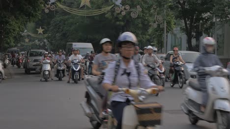 Traffic-with-domination-of-motorbikes-Hanoi-Vietnam