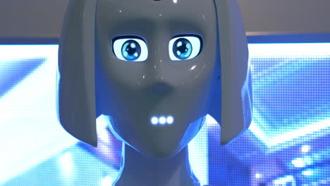 Close-up-face-of-humanoid-robot