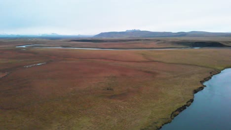 Beautiful-nordic-landscape-with-fields,-streams-and-mountains,-Iceland