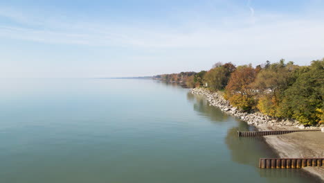 Rocky-breakwater-erosion-control-pier-docks-jut-into-Lake-Erie-by-eroded-edge
