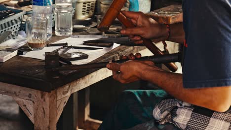 Manual-process-of-making-jewels-by-hand-in-rural-area-of-Bali,-Indonesia
