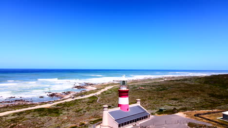 Cape-Agulhas-lighthouse-on-coastline-at-southernmost-tip-of-Africa