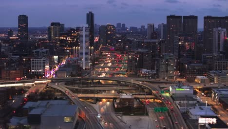 Chicago-rush-hour-aerial-view-with-skyscrapers