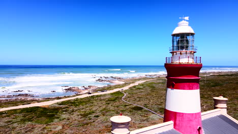 Cape-L'Agulhas-lighthouse-on-rugged-coastline-where-two-oceans-meet