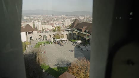 sideways-with-high-angle-shot-on-square-of-ljubljana-castle-in-slovenia-in-sunny-day