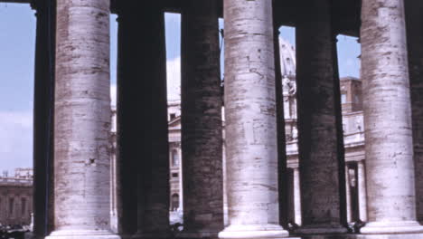 Close-up-View-of-Marble-Columns-in-St-Peters-Square-in-Vatican-City-in-1960s