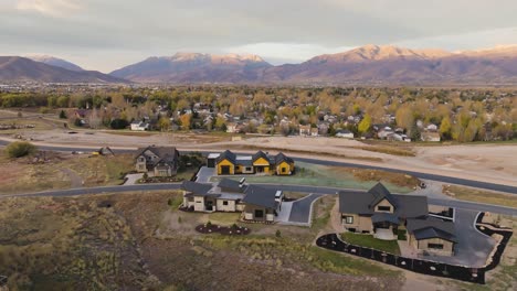 Custom-luxury-home-in-Heber-City,-Utah---pullback-aerial