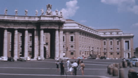 Panorama-of-the-Piazza-San-Pietro-on-a-Sunny-Day-in-Rome-Vatican-in-1960s