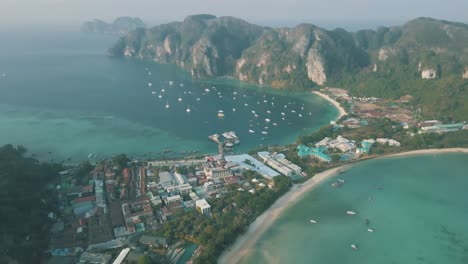 Drone-footage-of-Tonsai-Village-and-Tonsai-Bay-on-Phi-Phi-Islands-Thailand