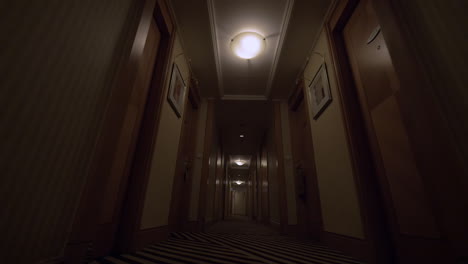 Seen-the-hotel-corridor-with-closed-doors-of-rooms