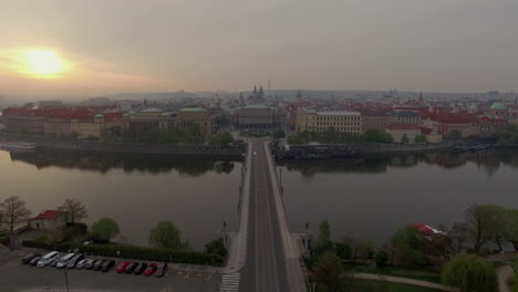 Aerial-view-of-Prague-with-Manes-Bridge