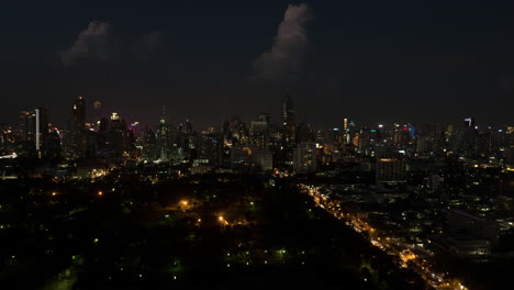 Bird-eye-time-lapse-view-of-night-big-city-panorama-of-Bangkok-Thailand