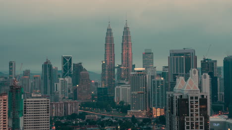 Timelapse-of-night-changing-evening-in-Kuala-Lumpur-Malaysia