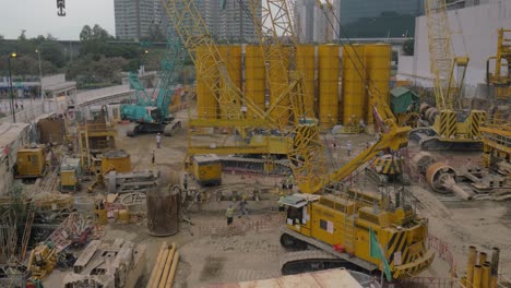 Obras-En-El-Sitio-De-Construcción-En-Hong-Kong