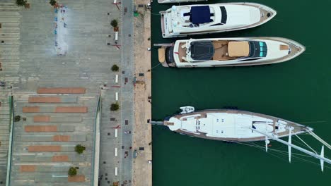 Breathtaking-aerial-top-view-flight-Harbor-promenade-Ibiza-Town-Spain