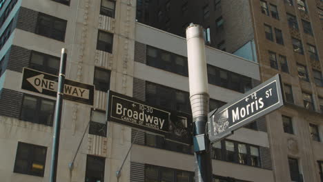 Straßenschild-An-Der-Ecke-Broadway-Und-Morris-In-New-York