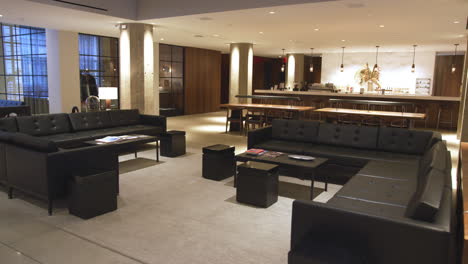 Sofas-and-coffee-tables-in-empty-business-lounge-interior