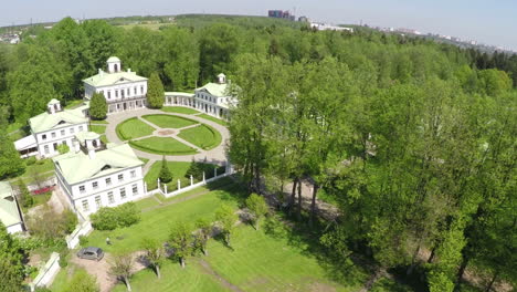 Aerial-green-landscape-of-Tsaritsyno-museum-and-reserve-in-Moscow
