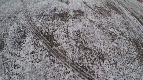 Flug-über-Riesiges-Verschneites-Feld-Russland