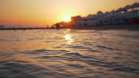 Summer-scene-of-sea-and-resort-at-golden-sunset