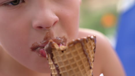 Boy-eating-chocolate-ice-cream-cone