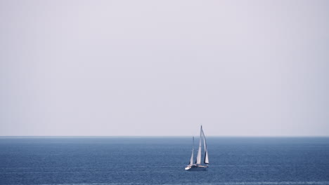 Waterscape-with-sea-sky-and-sailing-yacht