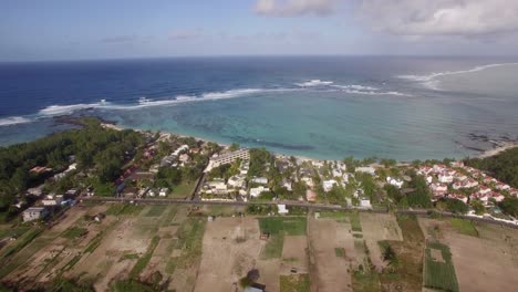 Aerial-shot-of-Mauritius-coast-and-Indian-Ocean