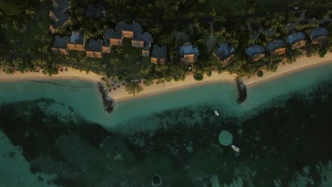 Aerial-shot-of-island-oceanfront-with-villas-Mauritius