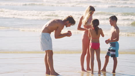 Family-On-Summer-Vacation-Playing-On-Beach-Together