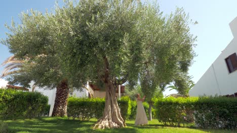 Frau-Pflückt-Oliven-Vom-Baum-Im-Garten