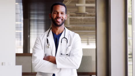 Young-Black-male-doctor-wearing-a-lab-coat