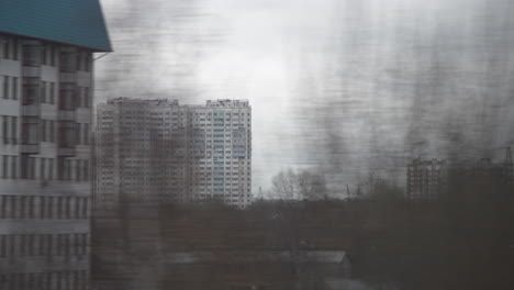 View-to-Moscow-from-moving-train-on-dull-day-Russia