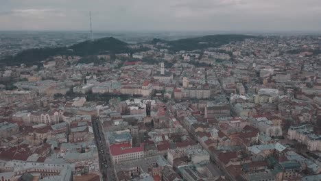 Aerial-City-Lviv,-Ukraine.-European-City.-Popular-areas-of-the-town