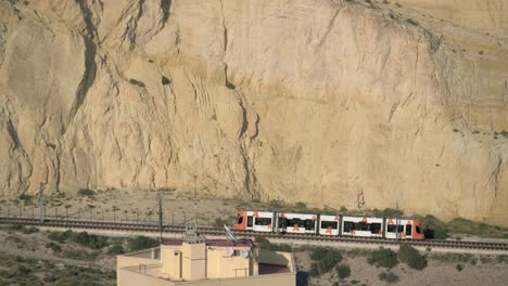 Tram-and-mountain-in-Alicante-Spain