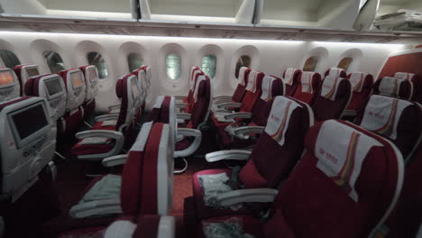 Empty-cabin-of-Hainan-Airlines-aircraft-Economy-class