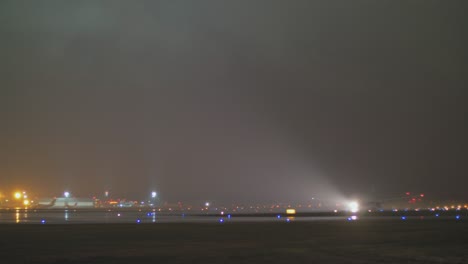 Aeroflot-airplane-departing-at-night