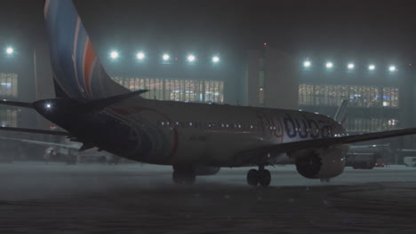 Flydubai-plane-Boeing-737-8-MAX-in-Sheremetyevo-Airport-at-winter-night