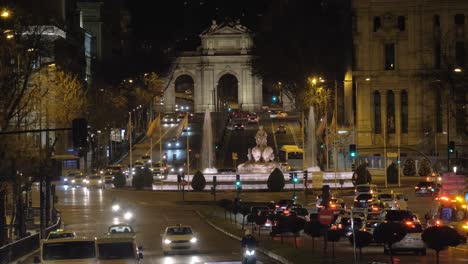 Night-Madrid-scene-with-Alcala-Gate-and-Plaza-de-Cibeles-Spain