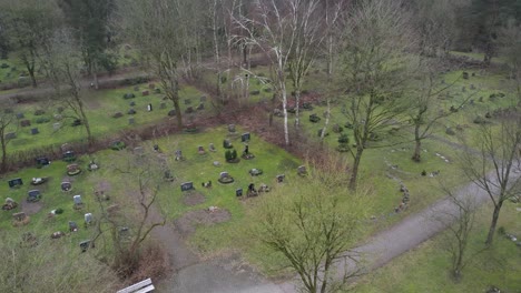 A-weave-drone-shot-of-a-german-cemetery-in-winter-season