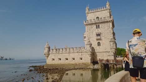 Tourists-in-their-daily-lives-near-the-Belem-Tower-in-the-Belem-district