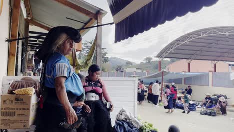 Anciana-Mexicana-Vistiendo-Ropa-Tradicional-En-El-Mercado-De-Alimentos-Local,-Aldea-Remota-En-Chiapas.