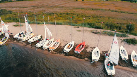 Aerial-view-of-yachts-on-the-shore